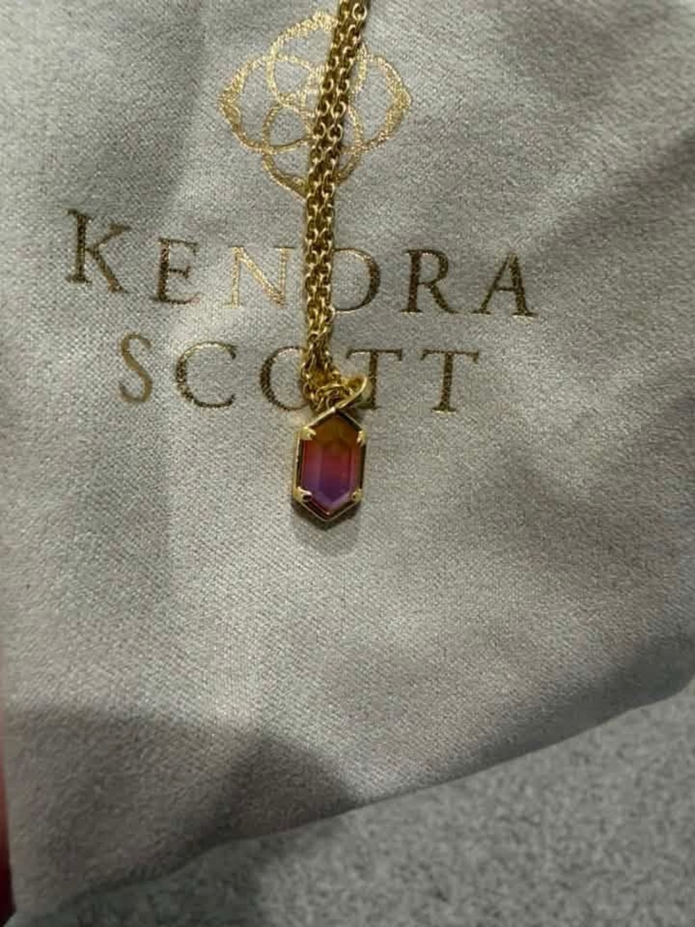 Kendra Scott Gold-Tone Pink to Orange Ombre Pendant Necklace